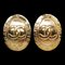 Chanel Cocomark Paris Oval Earrings Gold Plated Ladies, Set of 2, Image 1