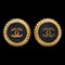 Chanel Cocomark Earrings Black Gold Plated Women's, Set of 2 1