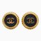 Chanel Cocomark Earrings Black Gold Plated Women's, Set of 2 1