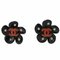 Coco Mark Gold 04P Black Flower Rhinestone Plated Earrings from Chanel, Set of 2 1