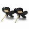 Coco Mark Gold 04P Black Flower Rhinestone Plated Earrings from Chanel, Set of 2 2