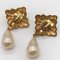 Chanel Earrings Here Mark Gold Metal Fake Pearl, Set of 2, Image 2