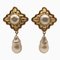 Chanel Earrings Here Mark Gold Metal Fake Pearl, Set of 2, Image 1