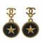 Boucles d'Oreilles en Or Noir Coco Mark Star Swing Plaqué 01p Gp de Chanel, Set de 2 1