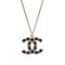 Cocomark Necklace Pendant Metal Rhinestone Black Stone Silver 08C from Chanel 1
