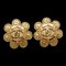Chanel Cocomark Sunflower Earrings Gold Plated Ladies, Set of 2, Image 1
