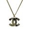 Gold Navy Blue Coco Mark Rhinestone Necklace from Chanel 1