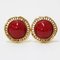 Chanel Earrings Red Gold Color Stone Metal Combination Here Mark Vintage Vintage, Set of 2 5