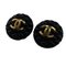 93a Coco Mark Matelasse Round Earrings Black Ladies from Chanel, Set of 2 1