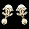 Chanel Earrings Cc Motif Here Mark Swing Pearl Gold White, Set of 2 1
