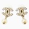 Chanel Earrings Cc Motif Here Mark Swing Pearl Gold White, Set of 2, Image 1