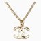 CHANEL Necklace Pendant Coco Mark CC Rhinestone Gold, Image 1