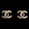 Chanel Cocomark Earrings Women's Gp 4.5G Gold Color Rhinestone A21 042040, Set of 2, Image 1