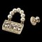 CHANEL Matelasse Bag Pin Brooch Metal Costume Pearl Champagne Gold B21S 1