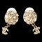 Chanel Earrings Circle Pearl Motif Rhinestone Gold, Set of 2 3