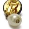 Chanel Earrings Coco Mark 96A Black Gold Fake Pearl Swing Plated Accessories Women's Black, Set of 2 7