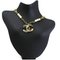 Double Chain Necklace Gold Color Coco Mark Rhinestone Costume Pearl 05P from Chanel 1