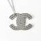 CHANEL necklace pendant here mark CC studs black silver 2
