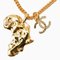 CHANEL Necklace Pendant Chain Women's Men's African Motif Coco Mark CC Rhinestone Gold 1