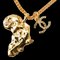 CHANEL Necklace Pendant Chain Women's Men's African Motif Coco Mark CC Rhinestone Gold, Image 1
