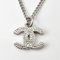 CHANEL Necklace Pendant Coco Mark CC Rhinestone Silver White, Image 5