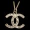 CHANEL Necklace Pendant Coco Mark CC Rhinestone Gold 1