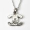 CHANEL Necklace Pendant Coco Mark CC Rhinestone Silver White, Image 6