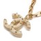 Coco Mark Chain Necklace Pendant Gp Plastic Studs Rhinestone Ivory Gold 06A from Chanel 3
