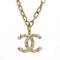 Coco Mark Chain Necklace Pendant Gp Plastic Studs Rhinestone Ivory Gold 06A from Chanel 1