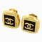 Chanel Gold Plated Clip Earrings Black, Gold, Set of 2 1