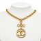 CHANEL Cocomark Circle Necklace Gold Plated Ladies 2