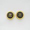 Vintage Coco Button Earrings in Black & Gold Rope Pattern from Chanel, Set of 2 1