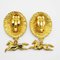 Vintage Riding Oval Round Coco Gold Horse Swing Earrings from Chanel, Set of 2 5