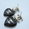 Chanel Pierced Earrings Pierced Earrings Black Silver Plating/Rhinestone Black Silver, Set of 2 3