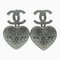 Chanel Pierced Earrings Pierced Earrings Black Silver Plating/Rhinestone Black Silver, Set of 2 1