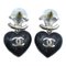 Pendientes perforados Chanel Pendientes perforados baño de plata negra / plata negra con diamantes de imitación, Juego de 2, Imagen 2