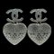 Chanel Pierced Earrings Pierced Earrings Black Silver Plating/Rhinestone Black Silver, Set of 2 1