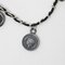 CHANEL Necklace Charm Here Mark Camellia Clover Coin Chain Leather 96P VINTAGE Silver Black Women's 4