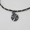 CHANEL Necklace Charm Here Mark Camellia Clover Coin Chain Leather 96P VINTAGE Silver Black Women's 5