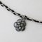 CHANEL Necklace Charm Here Mark Camellia Clover Coin Chain Leather 96P VINTAGE Silver Black Women's 2