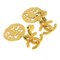 Chanel Earrings Here Mark Gold Logo Vintage, Set of 2 5
