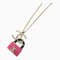 CHANEL Pink Matelasse Necklace Necklace Gold Pink Gold Plated Gold Pink 1