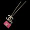 CHANEL Pink Matelasse Necklace Necklace Gold Pink Gold Plated Gold Pink 1