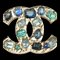 CHANEL broche aquí marca diamantes de imitación azul multi oro, Imagen 2