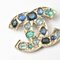 CHANEL broche aquí marca diamantes de imitación azul multi oro, Imagen 3