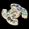 CHANEL broche aquí marca diamantes de imitación azul multi oro, Imagen 1