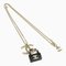 CHANEL Back Motif Pendant Necklace Metal/Resin Light Gold/Black 42/59cm B23C Cocomark Matrasse Bag Costume Jewelry 1
