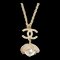 CHANEL Cocomark Flower Pearl Necklace Gold F23K 1