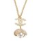 CHANEL Cocomark Flower Pearl Necklace Gold F23K 7