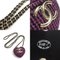 CHANEL Halskette Medaillon Anhänger Tweed/Leder/Metall Rosa x Schwarz Gold Damen AB9485 4